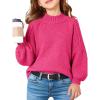 Haloumoning Girls Oversized Sweater Kids Batwing Long Sleeve Mock Neck Pullover Fall Clothes 5-14Y(Hot Pink)