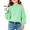 Haloumoning Girls Oversized Sweater Kids Batwing Long Sleeve Mock Neck Pullover Fall Clothes 5-14Y(Mint Green)