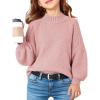 Haloumoning Girls Oversized Sweater Kids Batwing Long Sleeve Mock Neck Pullover Fall Clothes 5-14Y(Pink)