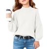 Haloumoning Girls Oversized Sweater Kids Batwing Long Sleeve Mock Neck Pullover Fall Clothes 5-14Y(White)