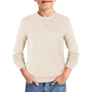 Haloumoning Boys Sweater Kids Casual Crewneck Long Sleeve Pullover Tops Fall Fashion Clothes 5-14 Years(Beige)