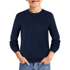 Haloumoning Boys Sweater Kids Casual Crewneck Long Sleeve Pullover Tops Fall Fashion Clothes 5-14 Years(Navy Blue)