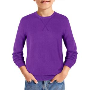 Haloumoning Boys Sweater Kids Casual Crewneck Long Sleeve Pullover Tops Fall Fashion Clothes 5-14 Years(Purple)