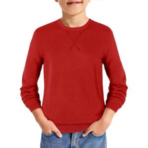 Haloumoning Boys Sweater Kids Casual Crewneck Long Sleeve Pullover Tops Fall Fashion Clothes 5-14 Years(Red)