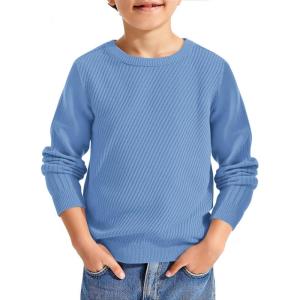 Haloumoning Boys Texture Sweater Kids Crewneck Long Sleeve Knit Pullover Sweater Fall Winter Clothes 5-14 Years(Blue)