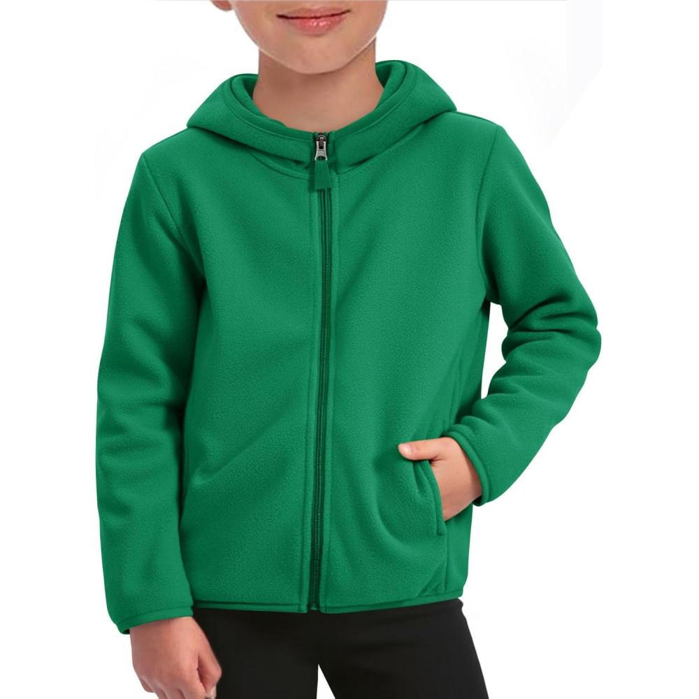 image:imageHaloumoning Boys Fleece FullZip Hoodie Jacket Kids Polar Warm Hooded Fall Winter Jacket With Pockets 514 YearsGreen