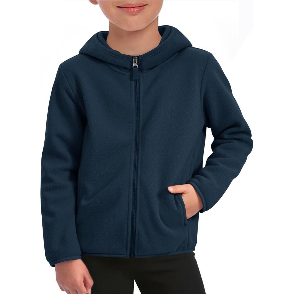 image:imageHaloumoning Boys Fleece FullZip Hoodie Jacket Kids Polar Warm Hooded Fall Winter Jacket With Pockets 514 YearsNavy