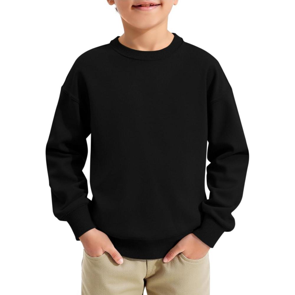 image:imageHaloumoning Boys Sweatshirts Kids Fashion Long Sleeve Crewneck Pullover 514 YearsBlack