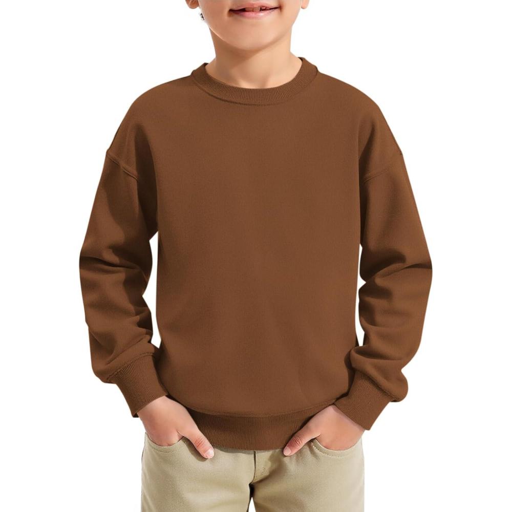 image:imageHaloumoning Boys Sweatshirts Kids Fashion Long Sleeve Crewneck Pullover 514 YearsBrown