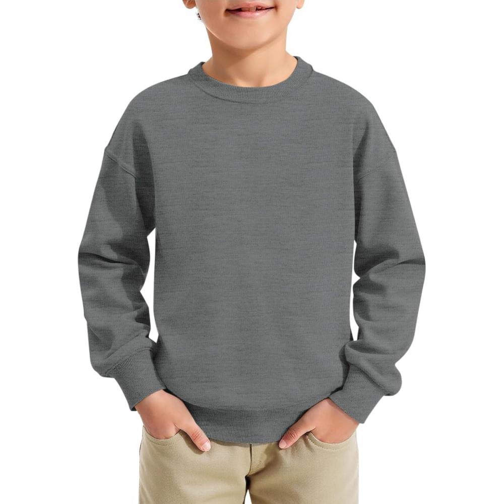 image:imageHaloumoning Boys Sweatshirts Kids Fashion Long Sleeve Crewneck Pullover 514 YearsGrey