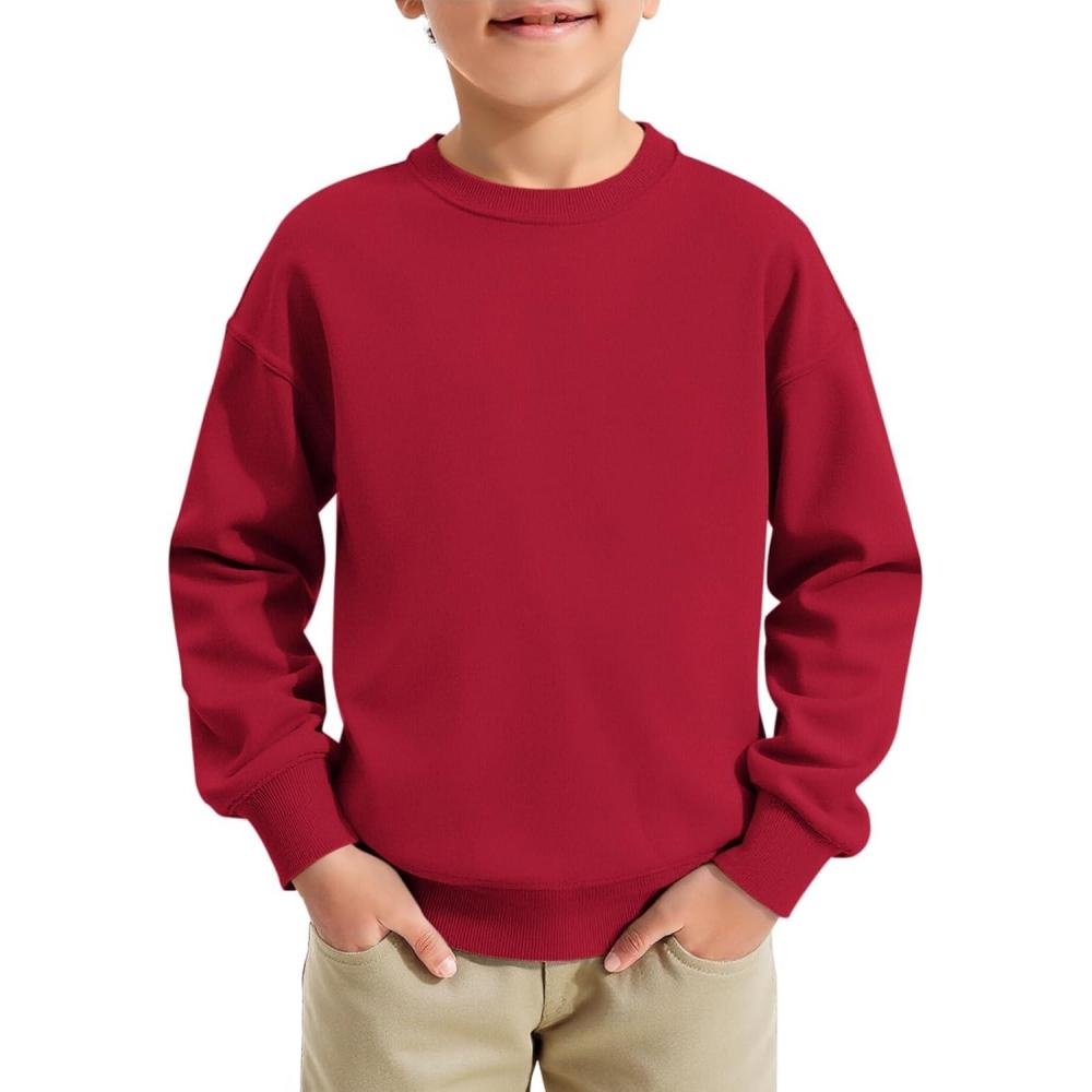 image:imageHaloumoning Boys Sweatshirts Kids Fashion Long Sleeve Crewneck Pullover 514 YearsRed