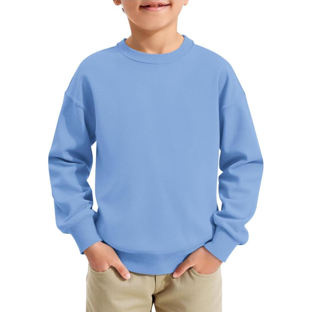 image:imageHaloumoning Boys Sweatshirts Kids Fashion Long Sleeve Crewneck Pullover 514 YearsSky Blue