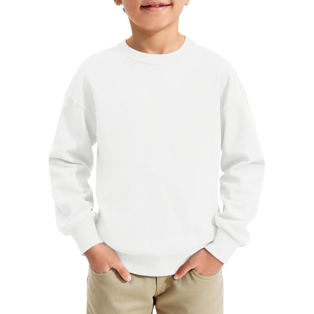 image:imageHaloumoning Boys Sweatshirts Kids Fashion Long Sleeve Crewneck Pullover 514 YearsWhite