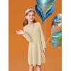 Haloumoning Girls Long Sleeve T-Shirt Dresses Kids Fall A-Line Twirly Skater Dresses 5-14 Years(Apricot)