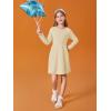 Haloumoning Girls Long Sleeve T-Shirt Dresses Kids Fall A-Line Twirly Skater Dresses 5-14 Years(Apricot)