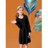 Haloumoning Girls Long Sleeve T-Shirt Dresses Kids Fall A-Line Twirly Skater Dresses 5-14 Years(Black)