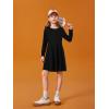 Haloumoning Girls Long Sleeve T-Shirt Dresses Kids Fall A-Line Twirly Skater Dresses 5-14 Years(Black)
