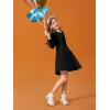 Haloumoning Girls Long Sleeve T-Shirt Dresses Kids Fall A-Line Twirly Skater Dresses 5-14 Years(Black)