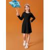 Haloumoning Girls Long Sleeve T-Shirt Dresses Kids Fall A-Line Twirly Skater Dresses 5-14 Years(Black)