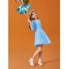 Haloumoning Girls Long Sleeve T-Shirt Dresses Kids Fall A-Line Twirly Skater Dresses 5-14 Years(Blue)