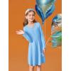 Haloumoning Girls Long Sleeve T-Shirt Dresses Kids Fall A-Line Twirly Skater Dresses 5-14 Years(Blue)