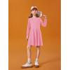 Haloumoning Girls Long Sleeve T-Shirt Dresses Kids Fall A-Line Twirly Skater Dresses 5-14 Years(Bright Pink)