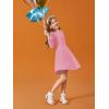 Haloumoning Girls Long Sleeve T-Shirt Dresses Kids Fall A-Line Twirly Skater Dresses 5-14 Years(Bright Pink)