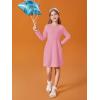 Haloumoning Girls Long Sleeve T-Shirt Dresses Kids Fall A-Line Twirly Skater Dresses 5-14 Years(Bright Pink)