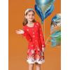 Haloumoning Girls Long Sleeve T-Shirt Dresses Kids Fall A-Line Twirly Skater Dresses 5-14 Years(C-red)