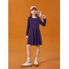Haloumoning Girls Long Sleeve T-Shirt Dresses Kids Fall A-Line Twirly Skater Dresses 5-14 Years(Dark Purple)