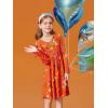 Haloumoning Girls Long Sleeve T-Shirt Dresses Kids Fall A-Line Twirly Skater Dresses 5-14 Years(H-orange)