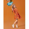 Haloumoning Girls Long Sleeve T-Shirt Dresses Kids Fall A-Line Twirly Skater Dresses 5-14 Years(H-orange)