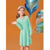 Haloumoning Girls Long Sleeve T-Shirt Dresses Kids Fall A-Line Twirly Skater Dresses 5-14 Years(Mint Green)