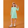 Haloumoning Girls Long Sleeve T-Shirt Dresses Kids Fall A-Line Twirly Skater Dresses 5-14 Years(Mint Green)