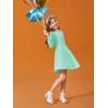 Haloumoning Girls Long Sleeve T-Shirt Dresses Kids Fall A-Line Twirly Skater Dresses 5-14 Years(Mint Green)