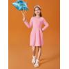 Haloumoning Girls Long Sleeve T-Shirt Dresses Kids Fall A-Line Twirly Skater Dresses 5-14 Years(Pink)