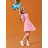 Haloumoning Girls Long Sleeve T-Shirt Dresses Kids Fall A-Line Twirly Skater Dresses 5-14 Years(Pink)
