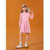 Haloumoning Girls Long Sleeve T-Shirt Dresses Kids Fall A-Line Twirly Skater Dresses 5-14 Years(Pink)