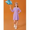 Haloumoning Girls Long Sleeve T-Shirt Dresses Kids Fall A-Line Twirly Skater Dresses 5-14 Years(Purple)