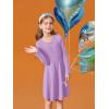 Haloumoning Girls Long Sleeve T-Shirt Dresses Kids Fall A-Line Twirly Skater Dresses 5-14 Years(Purple)