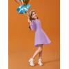 Haloumoning Girls Long Sleeve T-Shirt Dresses Kids Fall A-Line Twirly Skater Dresses 5-14 Years(Purple)