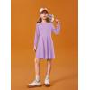 Haloumoning Girls Long Sleeve T-Shirt Dresses Kids Fall A-Line Twirly Skater Dresses 5-14 Years(Purple)