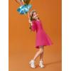 Haloumoning Girls Long Sleeve T-Shirt Dresses Kids Fall A-Line Twirly Skater Dresses 5-14 Years(Rose Red)