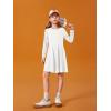 Haloumoning Girls Long Sleeve T-Shirt Dresses Kids Fall A-Line Twirly Skater Dresses 5-14 Years(White)