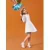 Haloumoning Girls Long Sleeve T-Shirt Dresses Kids Fall A-Line Twirly Skater Dresses 5-14 Years(White)