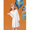 Haloumoning Girls Long Sleeve T-Shirt Dresses Kids Fall A-Line Twirly Skater Dresses 5-14 Years(White)