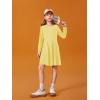 Haloumoning Girls Long Sleeve T-Shirt Dresses Kids Fall A-Line Twirly Skater Dresses 5-14 Years(Yellow)