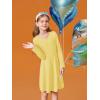Haloumoning Girls Long Sleeve T-Shirt Dresses Kids Fall A-Line Twirly Skater Dresses 5-14 Years(Yellow)