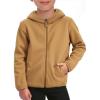 Haloumoning Boys Fleece Full-Zip Hoodie Jacket Kids Polar Warm Hooded Fall Winter Jacket With Pockets 5-14 Years(Brown)