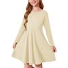 Haloumoning Girls Long Sleeve T-Shirt Dresses Kids Fall A-Line Twirly Skater Dresses 5-14 Years(Apricot)